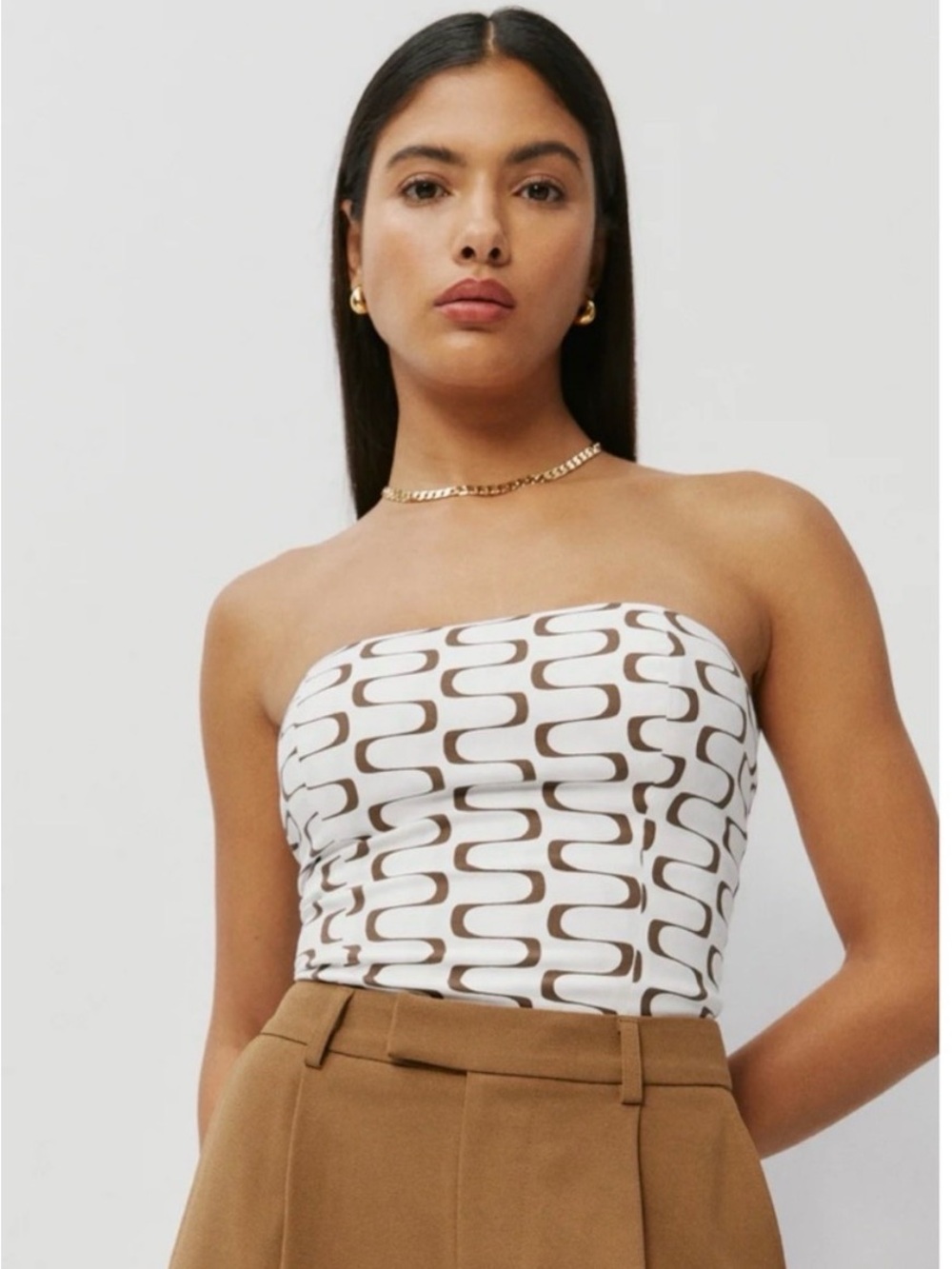 Reformation Paolo strapless top in Frequency